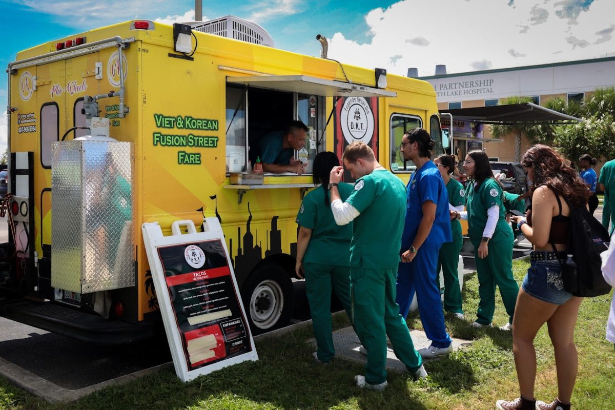 Students flock to food trucks during Student Life events.