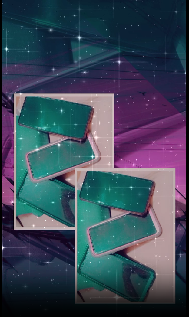 Filtered photo of three cell phones.