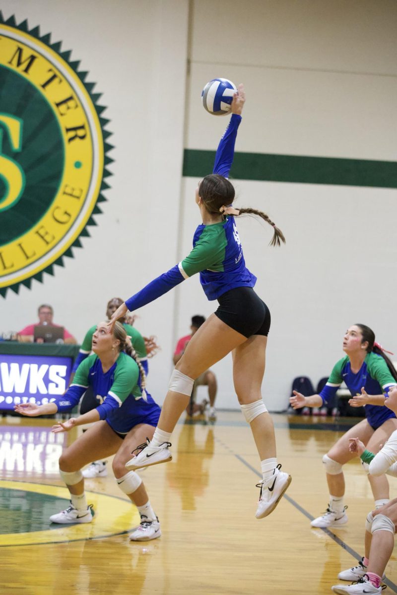 Offensive player Sammi Beatty prepares to strike the opposing team’s serve.